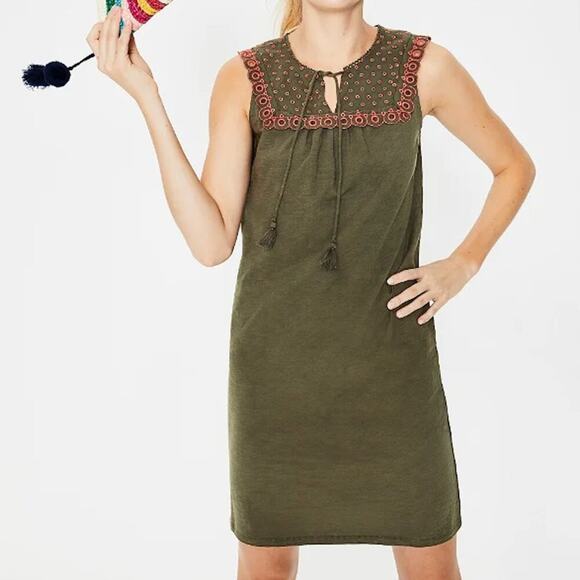 Boden Dresses & Skirts - Boden Nella Embroidered Jersey Dress Olive Green Size 10R